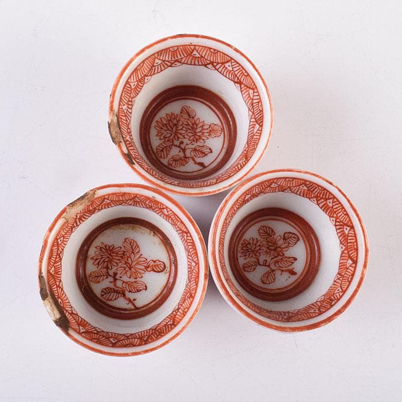 煎茶道具　赤絵宝珠文　煎茶器　五客　C　R8961