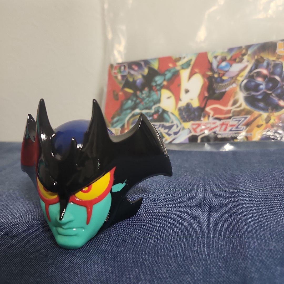 墓場の画廊　デビルマン　マスク　面取れ　ソフビ　グリーン　一部塗装剥がれ