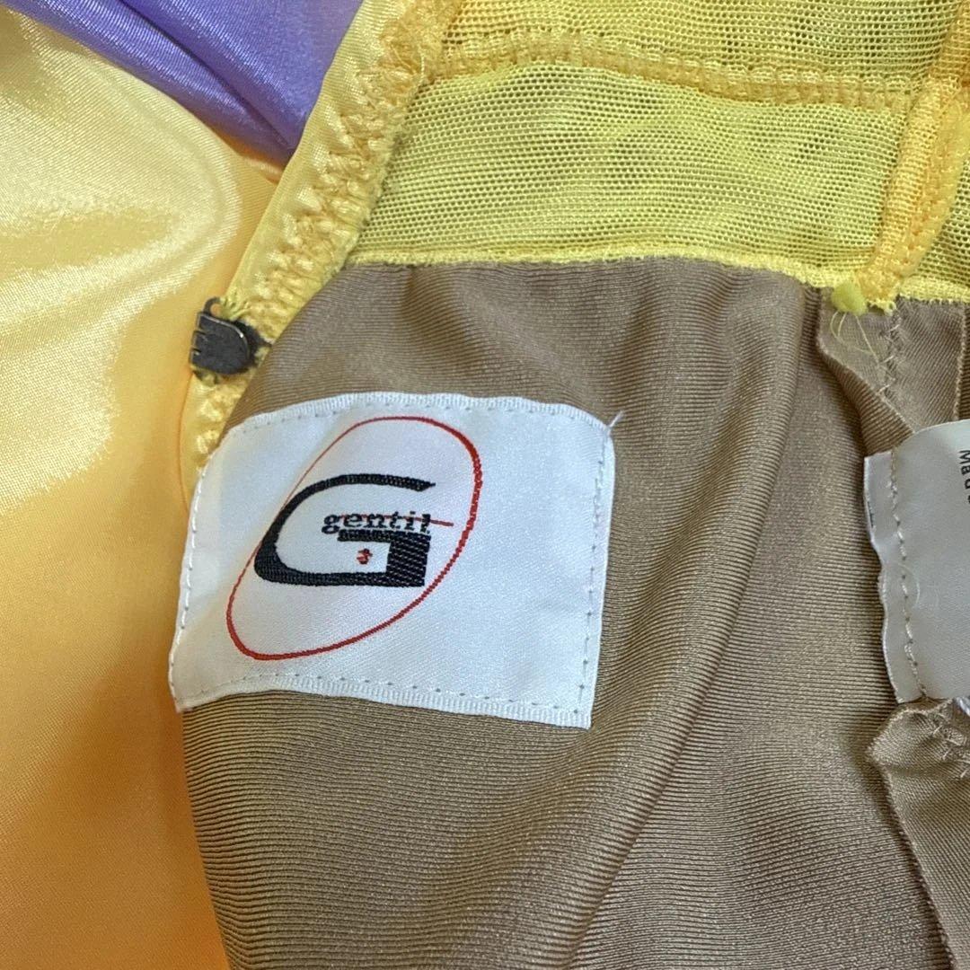 6338★ジャンティ★M 黄色 サテン スワロ スタンダード ドレス社交ダンス