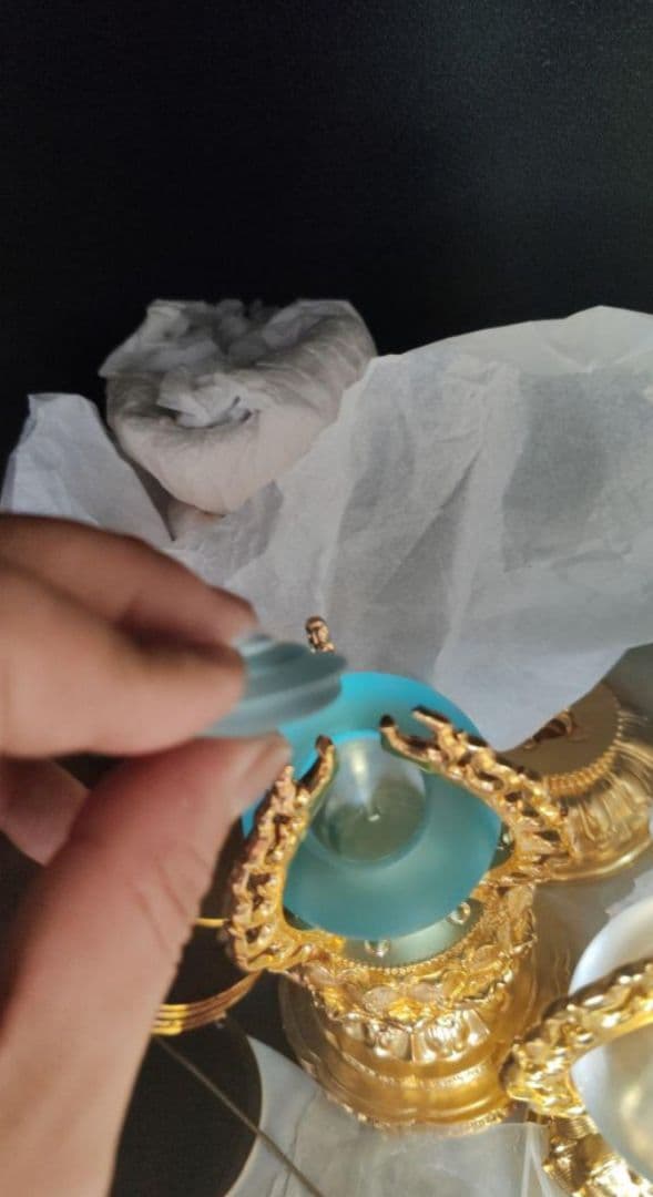 【修縁堂】釈迦如来の宝珠です 銅メッキ 瑠璃を携帯する 法具古美術品