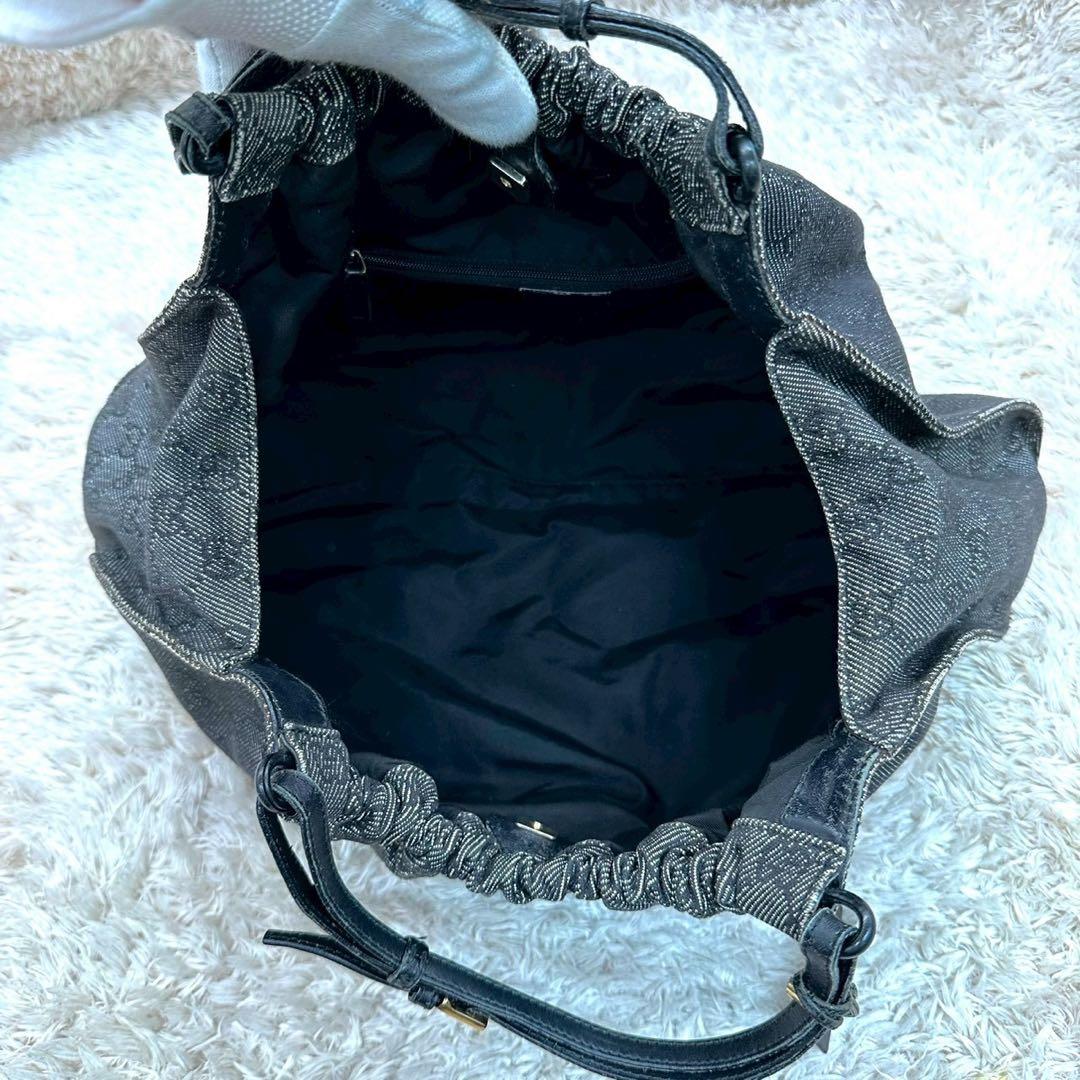 【美品】グッチ ハンドバッグ キャンバス シェリーライン GG グレー