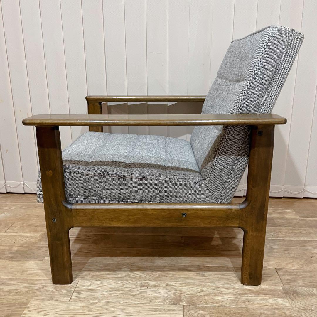 カリモク Kチェア ワイドアーム 1人掛け　ソファ　ビンテージ　グレー