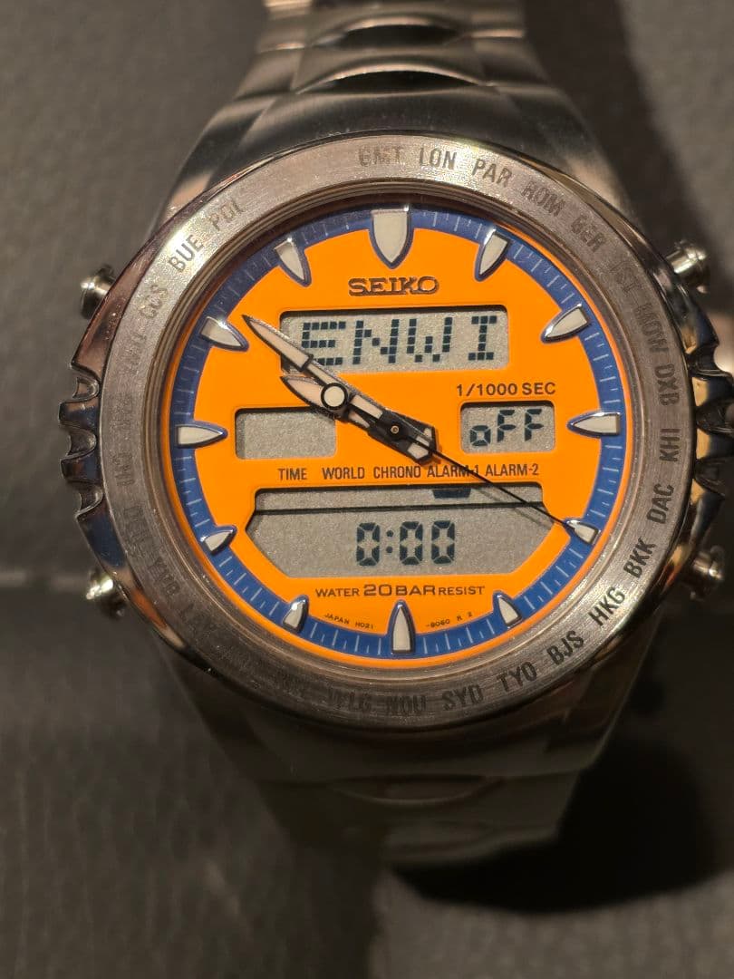 セイコー ジウジアーロ マッキナ・スポルティバ オレンジ アナデジ クロノ