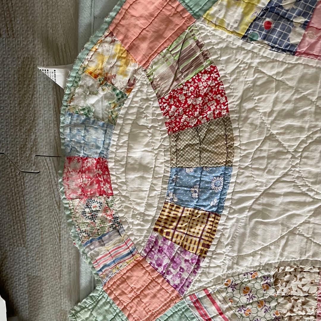 アンティークキルトビンテージ　パッチワークダブルウェディング　フィードサック