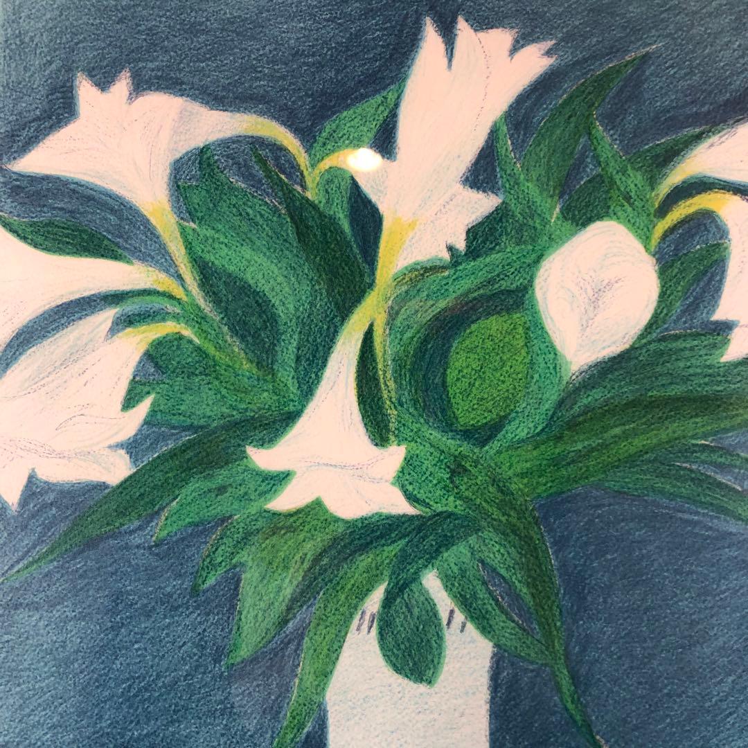 ボンコンパン　「百合の花束」 リトグラフ　作家直筆サイン入り　額縁付絵画　美品