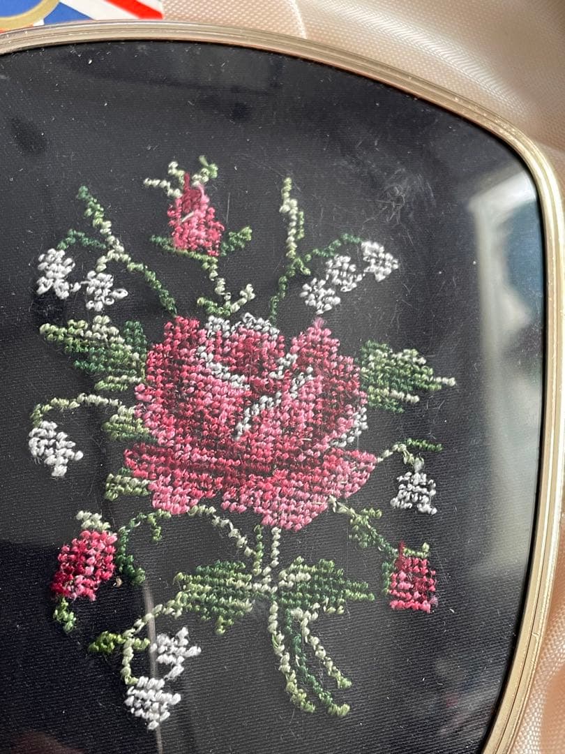 イギリス製 mascot 花柄 化粧台セット アンティーク ミラーブラシセット