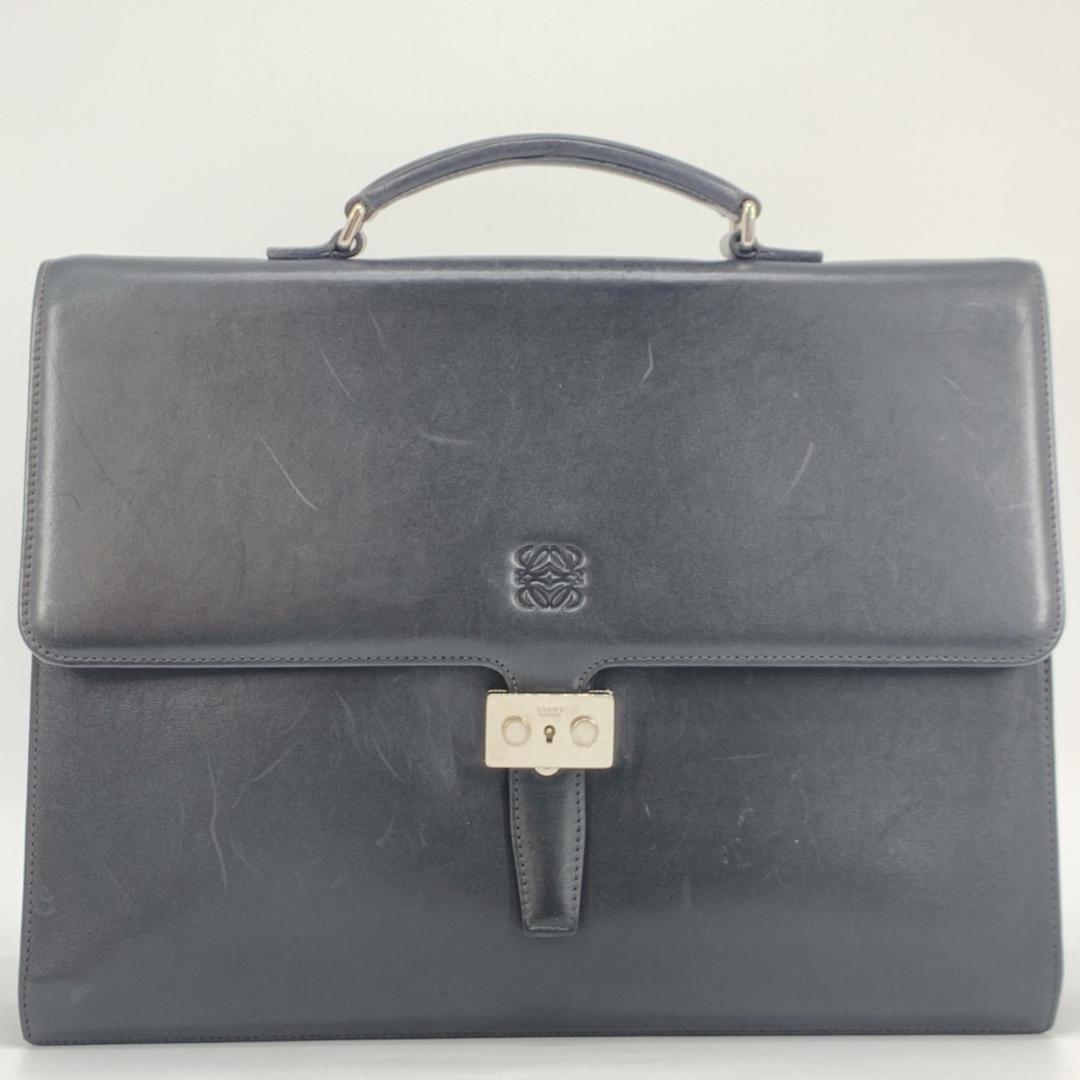 ロエベ ヴィンテージ アナグラム ビジネスバッグ ブリーフケース 本革 黒