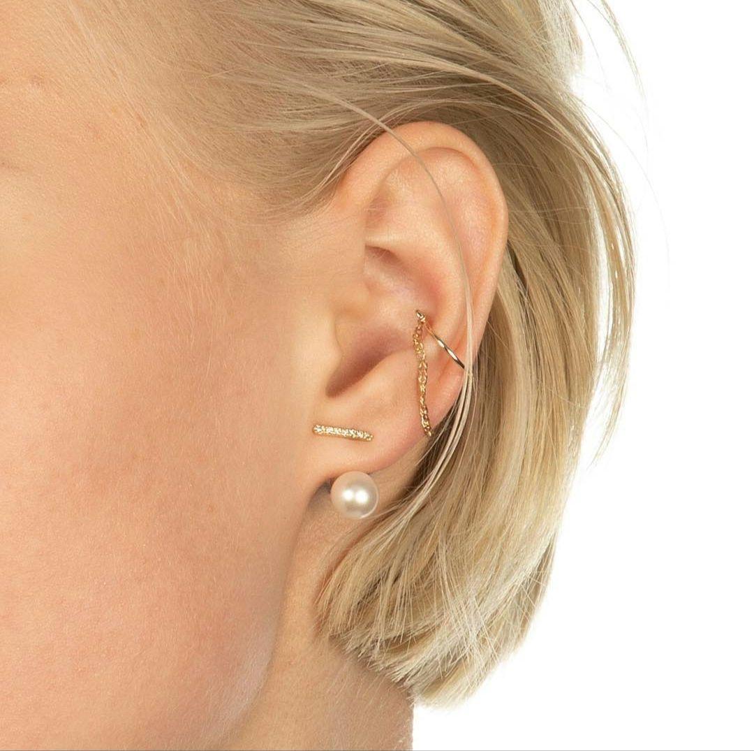 Hirotaka ブラックパール ショートバーピアス