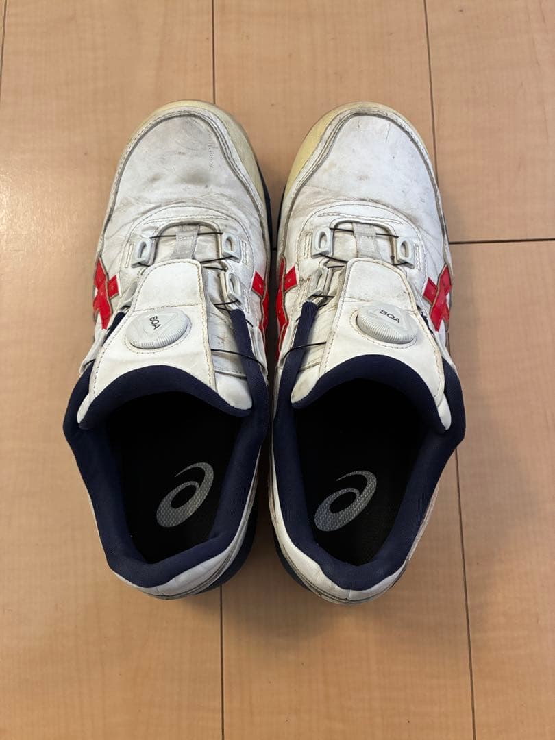 ビデ　ASICS WINJOB BOA ホワイト/レッド/ネイビー 安全靴