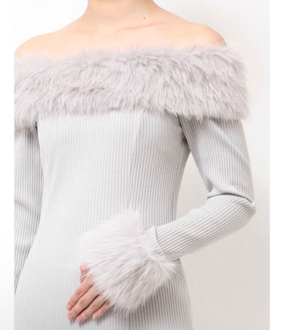 新品未使用 EATME フェイクファー オフショル ミニワンピース ブラック