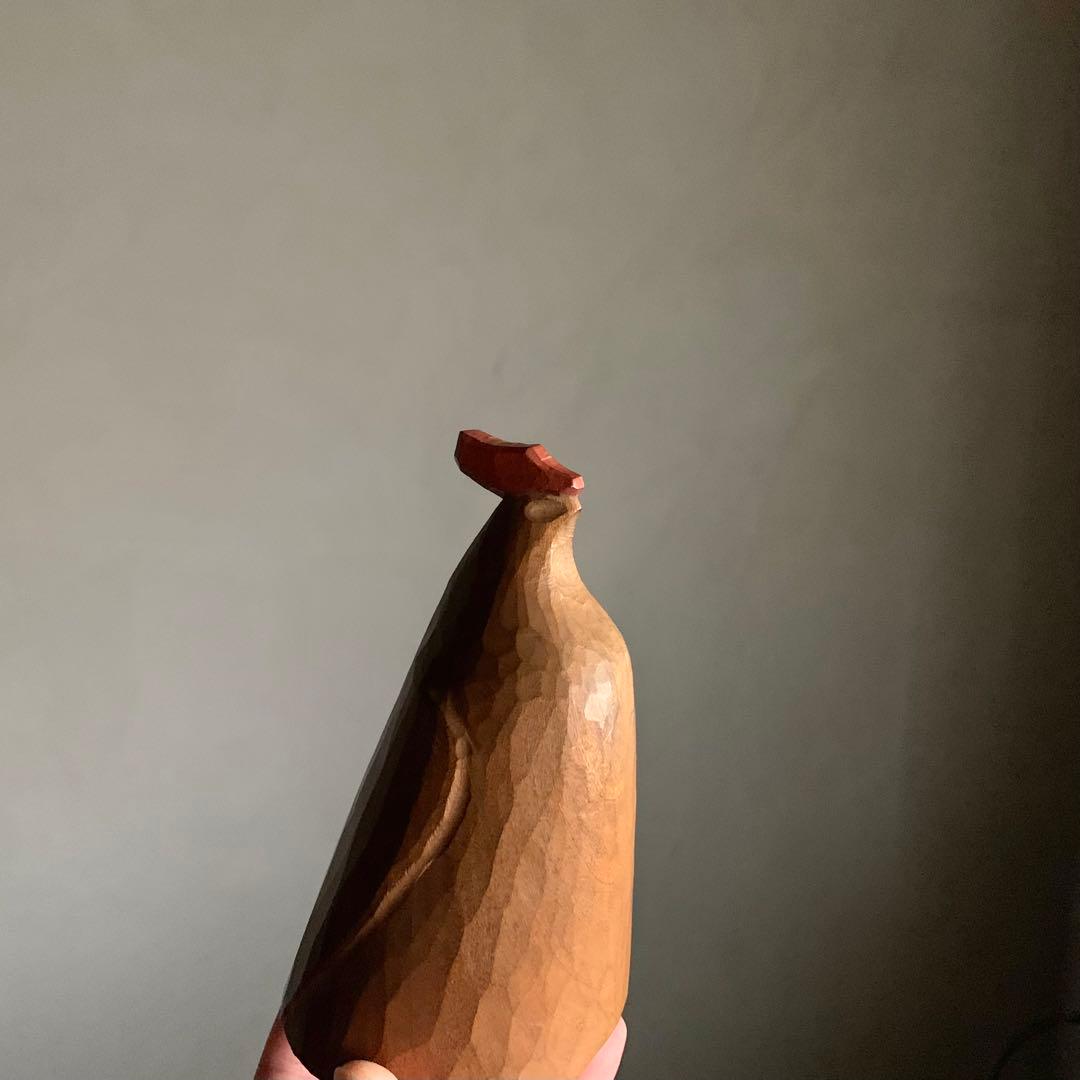 木彫 鶏 但馬木彫 彫刻作品 石田えいじ 古道具 アンティーク アート オブジェ