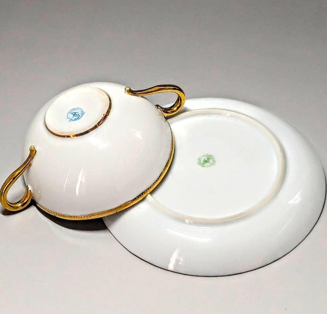 オールドノリタケ　　エナメルビジュー　金盛上　アールヌーボー　カップ＆ソーサー