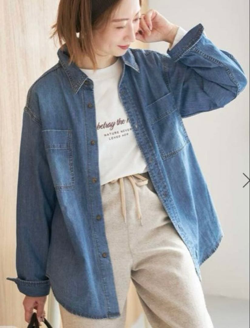 完売カラー　スピック&スパン　ライトオンスデニムシャツ