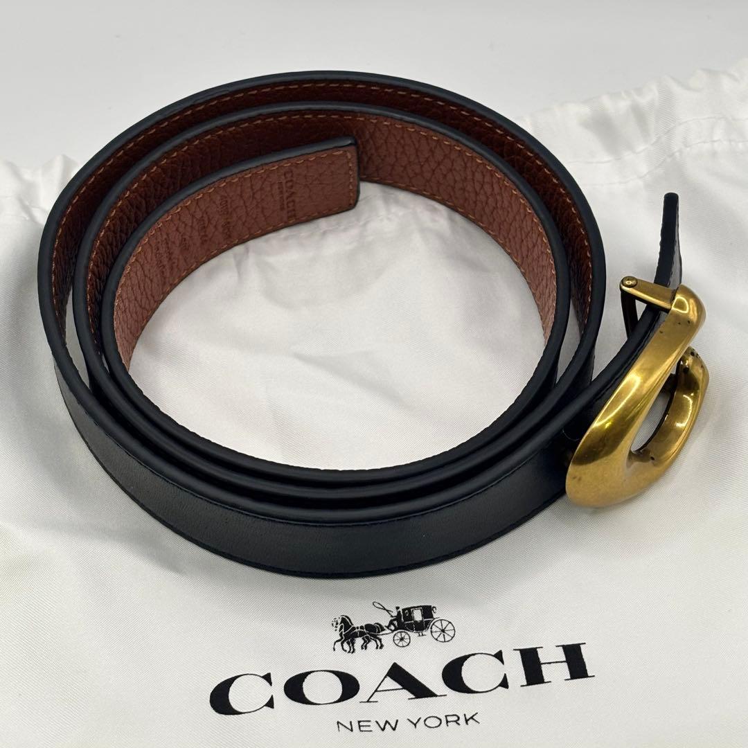 【未使用】coach☆Cバックルリバーシブルベルト 黒＆茶