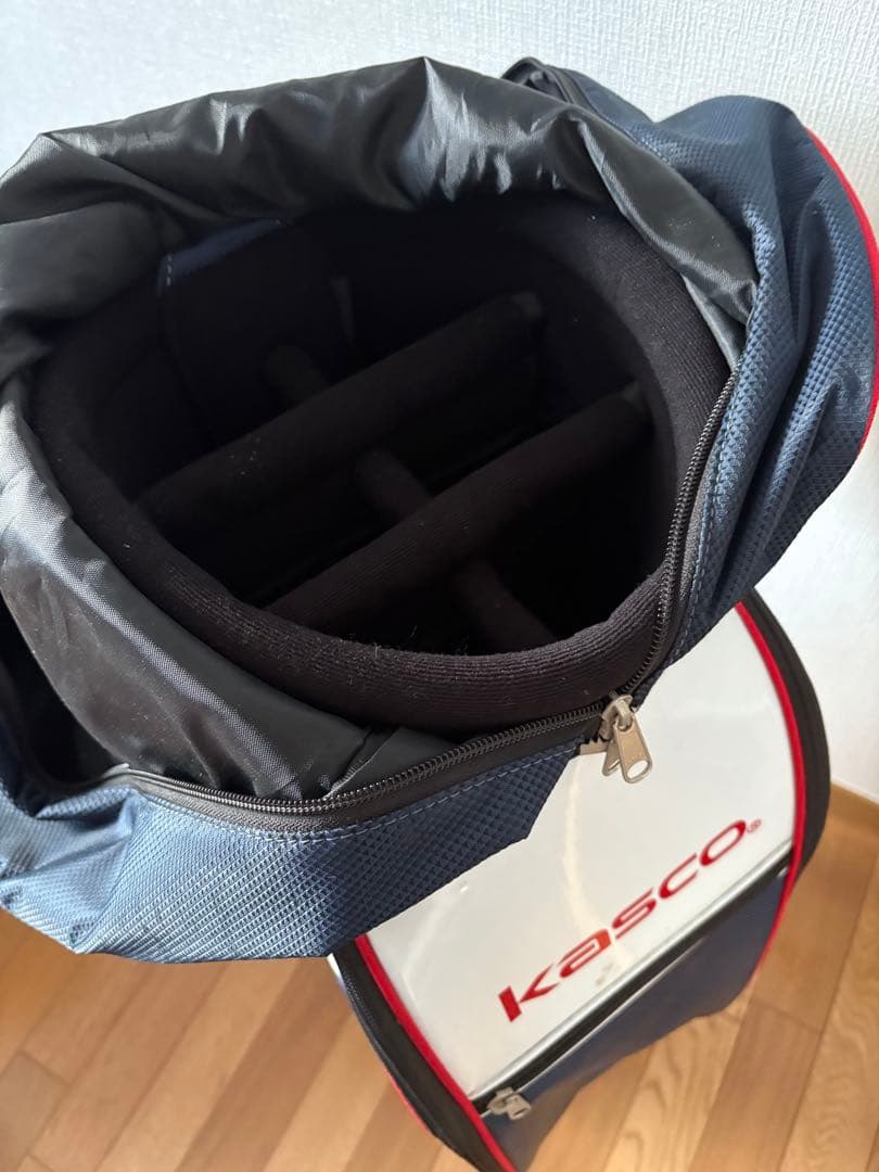 Kasco キャディバッグ 白赤紺 ストライプ