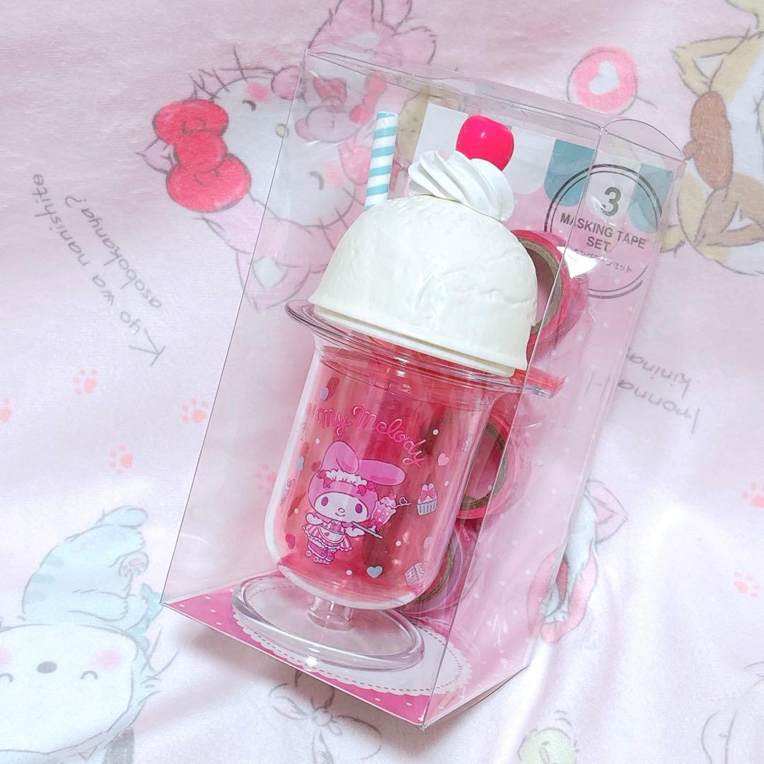 マイメロディ マスキングテープ テープカッター クリームソーダ フロート風 喫茶