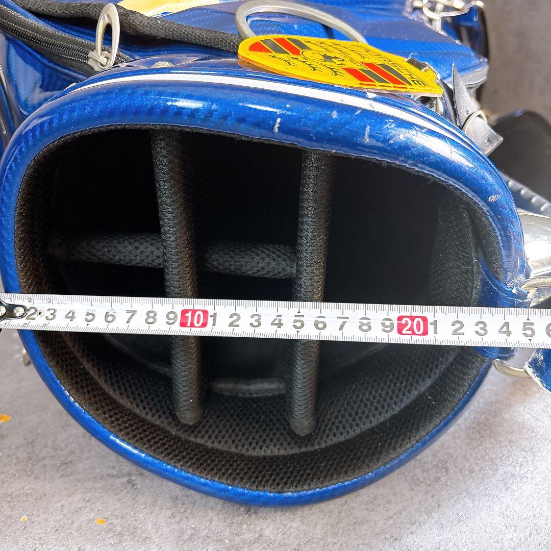 キャディバッグ　9.5型　5部割　ポルシェ　エナメル　カーボン調　ブルーネイビー