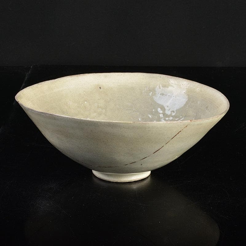 中国　定窯白磁陽刻花文　鉢　碗　金継ぎ直し　V　R4552