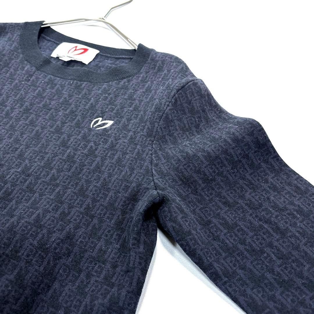 マスターバニーエディション　ニットセーター　ウール混　総柄　ブラック　0/S