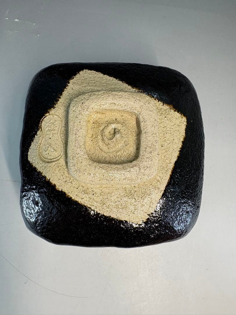 【中古品】吉村楽入造　黒楽茶碗（共箱）USED〈税込•送料込〉　四方　升　節分