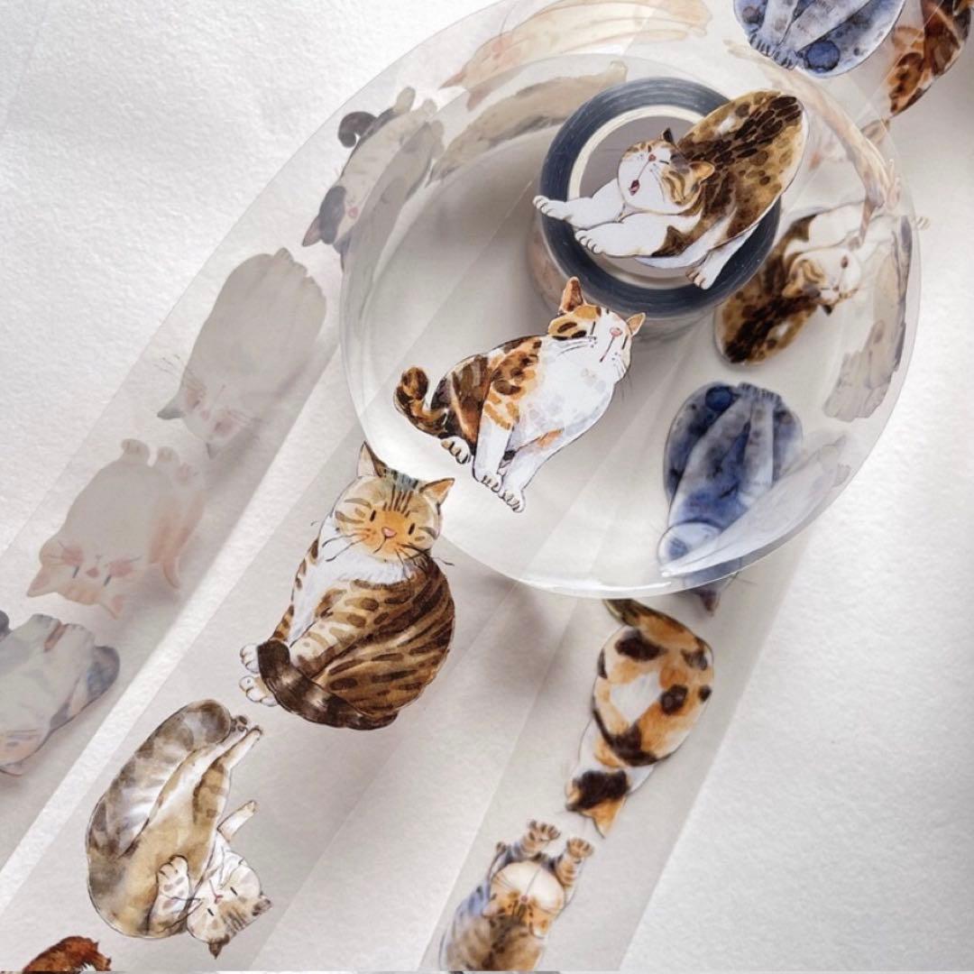 雾面PET 喵〜 ダイカット加工 3.5cm×6m 海外マスキングテープ　ネコ