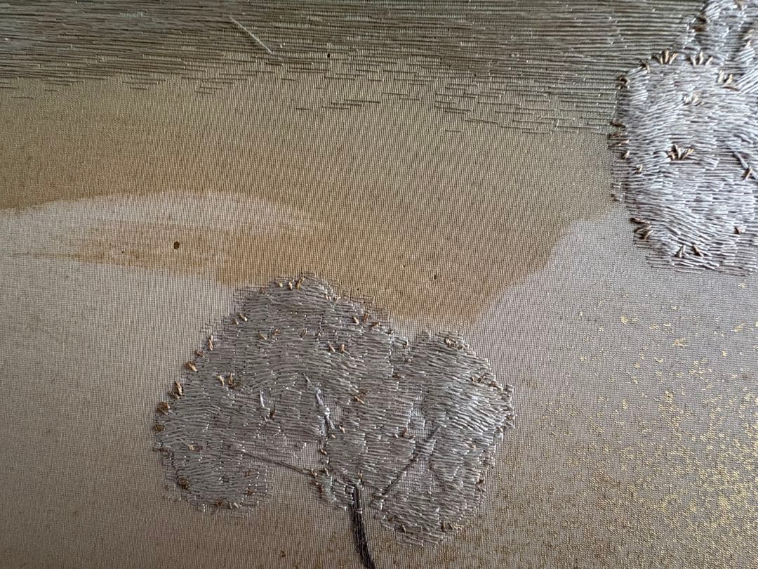 横額　刺繍　竹内栖鳳の絵をモチーフに