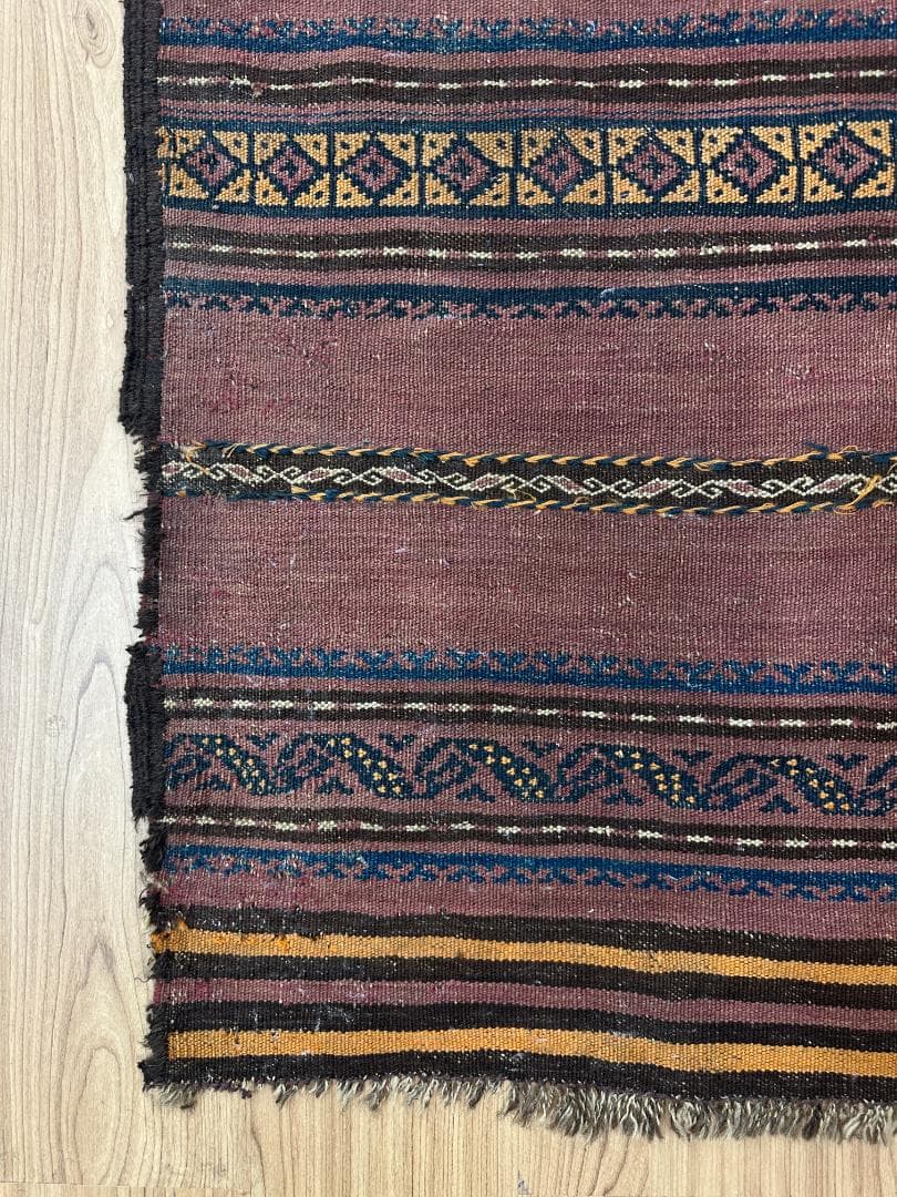 下敷きアフガン手織りキリム ランナー トライバルラグ ヴィンテージラグ