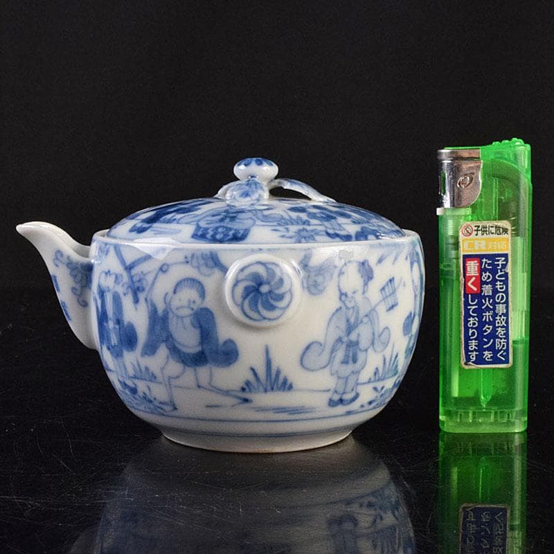 煎茶道具　平戸焼　染付　人物文　宝瓶　V　R9205