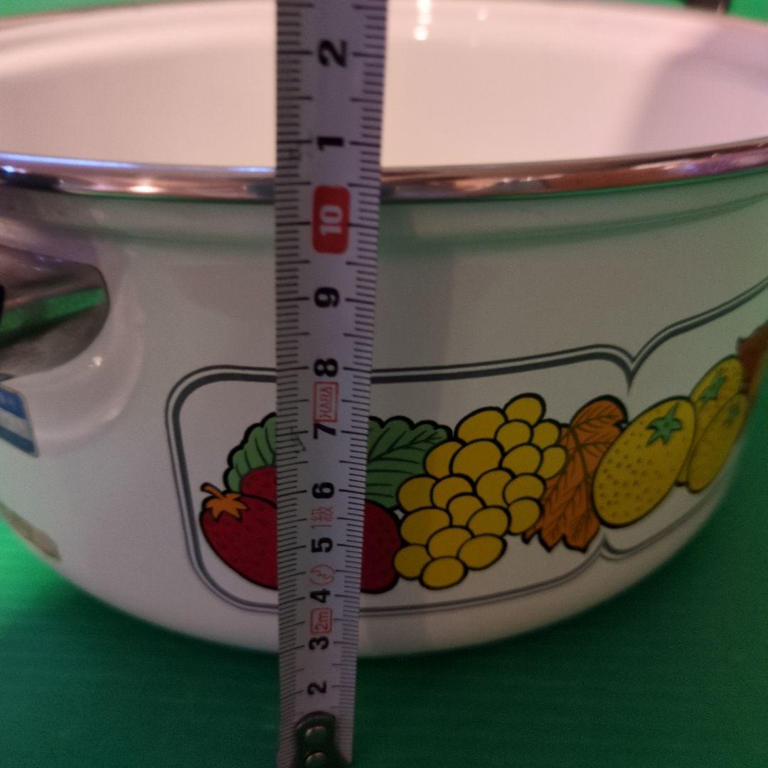 昭和レトロ　野菜柄　ホーロー鍋　デッドストック