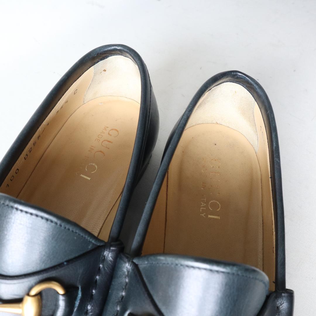 美品グッチ　ホースビットローファー　ダークネイビー×金　35.5 22.5cm