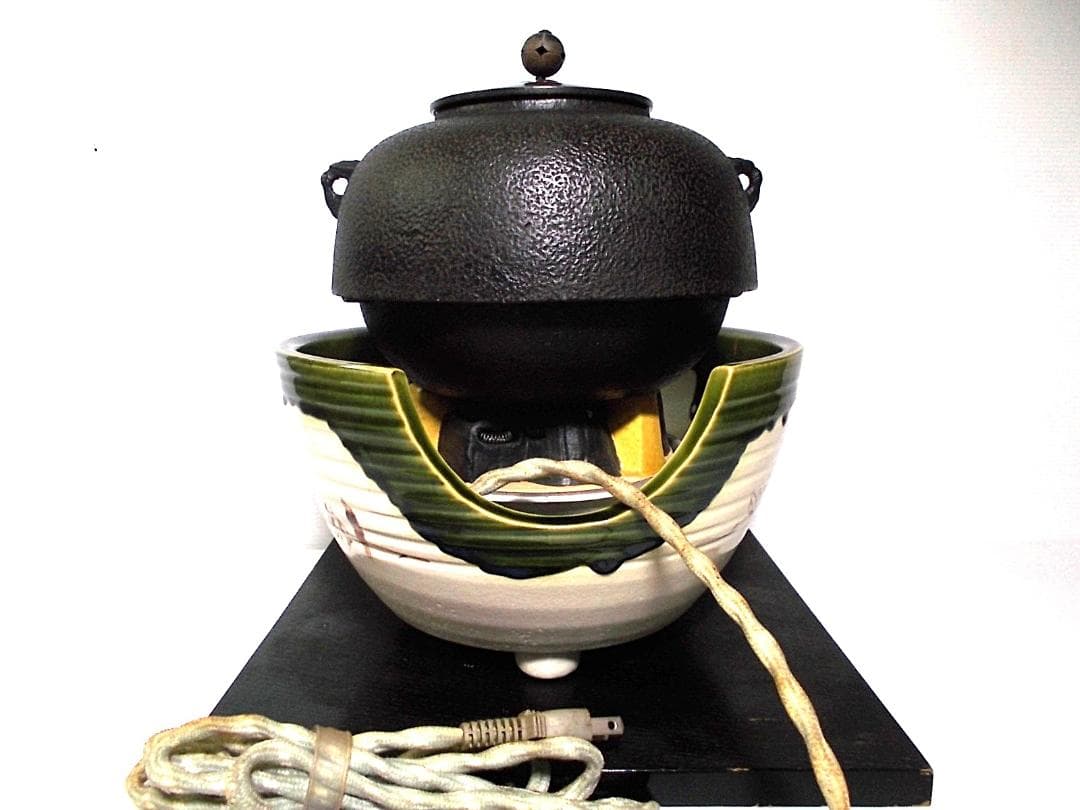 茶道具 野々田電熱器 織部焼風炉 茶釜 底瓦 敷板 送料込み