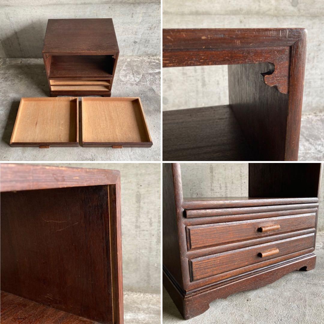 古い飾り棚 置物台 引き出し 収納 ラック チェスト キャビネット 木製 レトロ