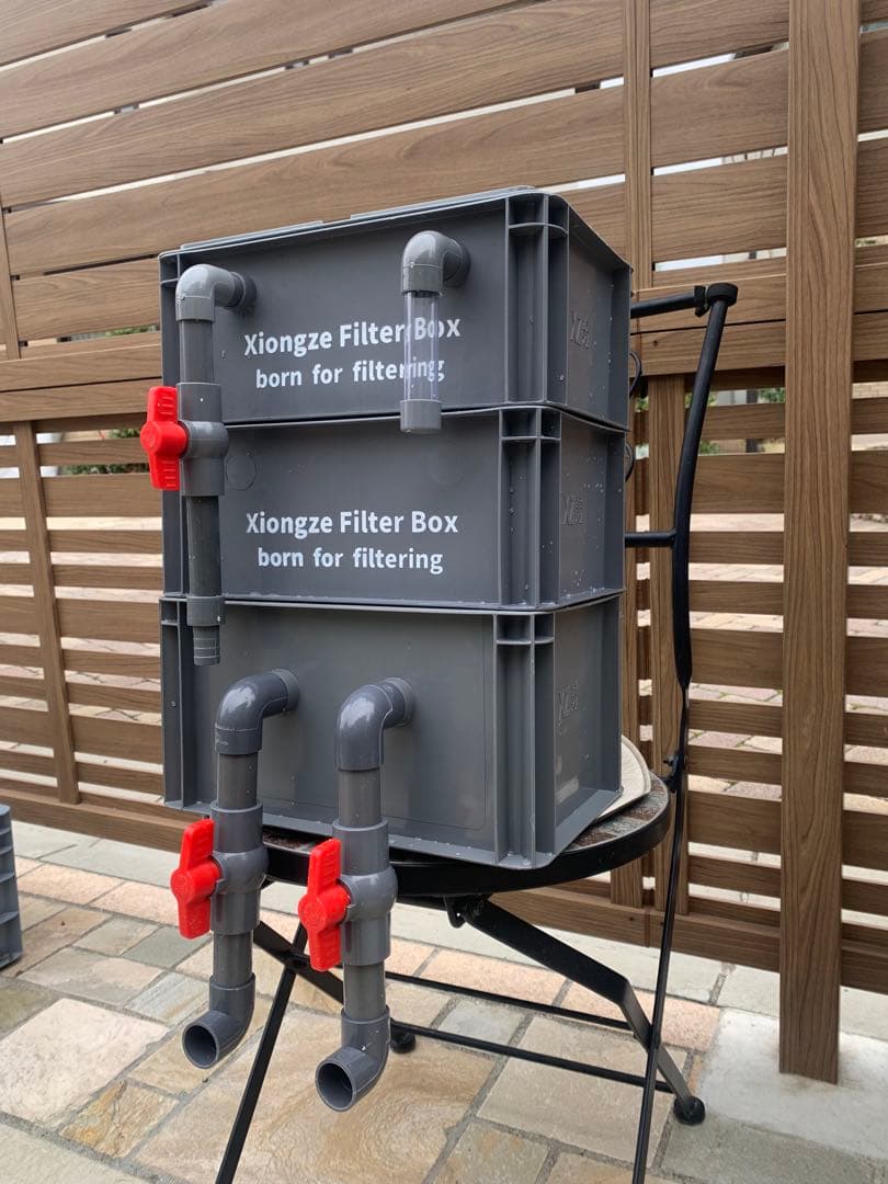 25W水中ポンプ濾過材2段付き　水槽池用フィルター外部式濾過器装置オーバーフロー