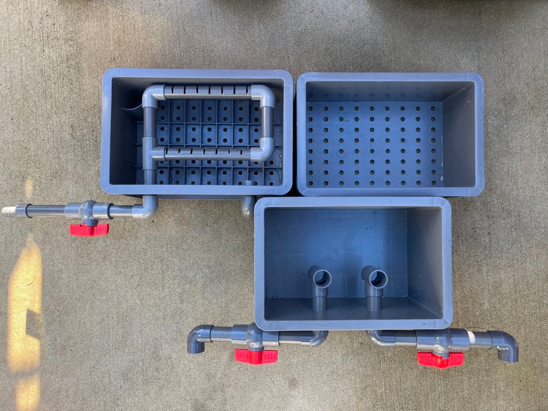 25W水中ポンプ濾過材2段付き　水槽池用フィルター外部式濾過器装置オーバーフロー