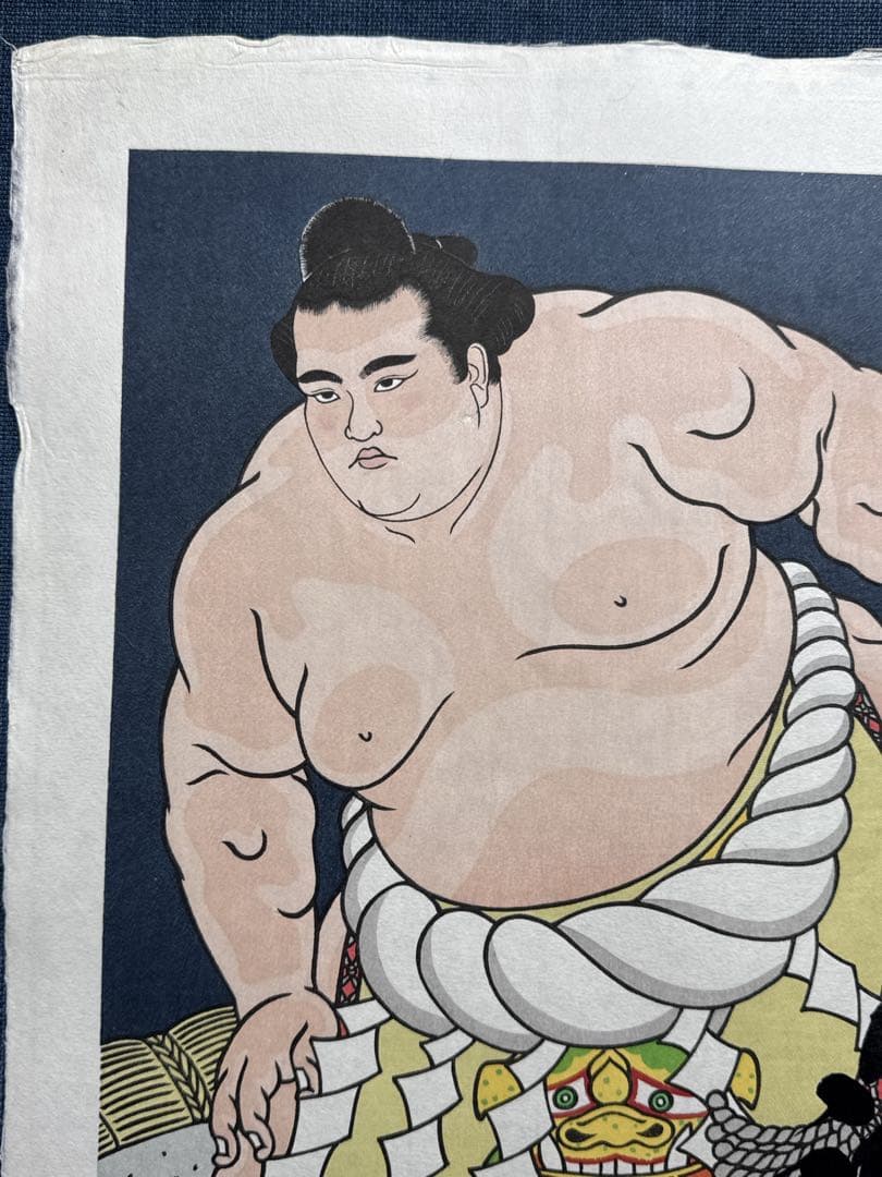 木下大門　木版画「横綱稀勢の里土俵入り」直筆揮毫入り