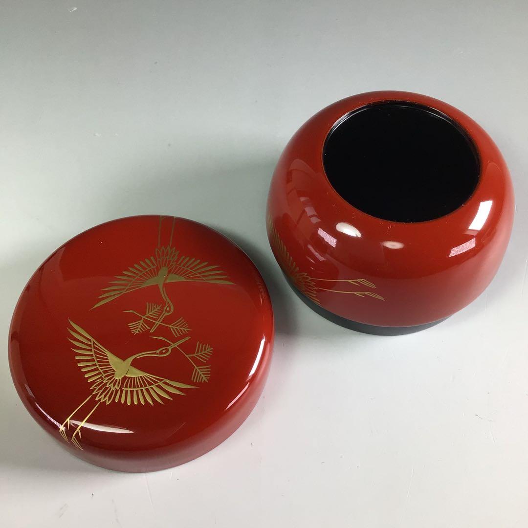 Ｒ５６５　四季棗　『塗師　峯清作』『夜桜　朝顔　稲雀　松喰鶴』　共箱　茶道具