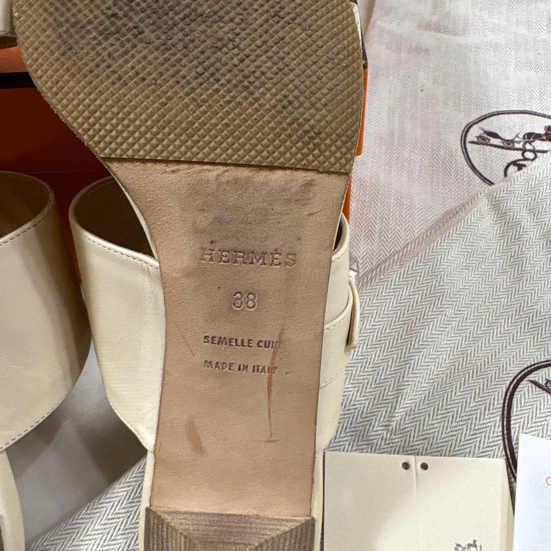 タンスノーイー( ᐪ꒳ᐪ ) HERMES アイボリー レザー ミュール
