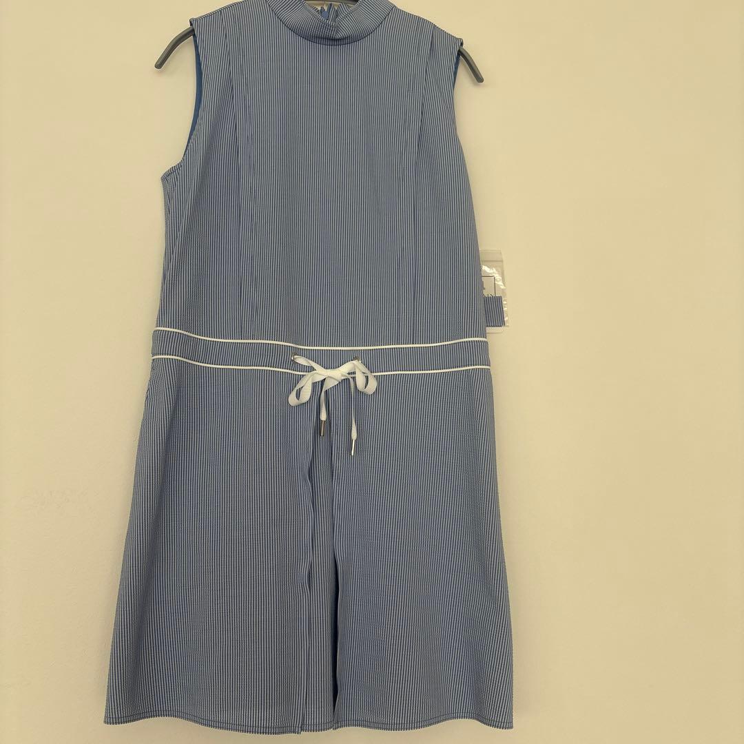 新品未使用ランバンスポール　サラサラ生地の ブルーワンピース 38サイズ