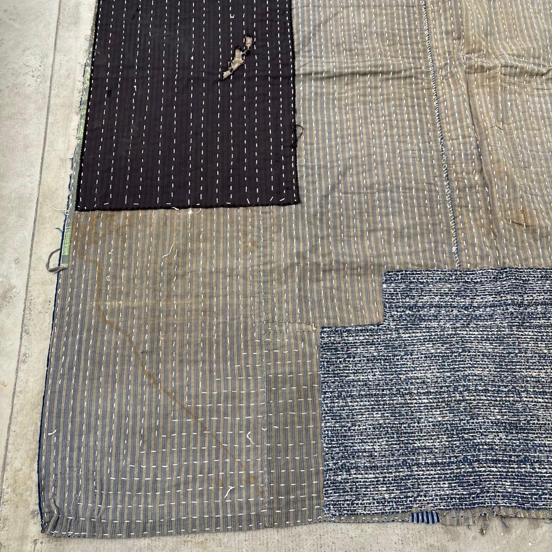 SALE⏬襤褸❹縞模様　全面刺子　敷物　カバー　パッチワーク