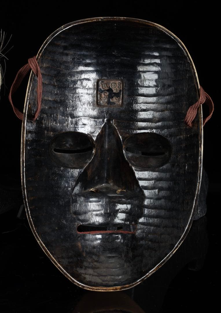 初代 野川陽山 時代能面 木彫 翁 姥 一対 箱付 在銘 小尉面 古美術 骨董品