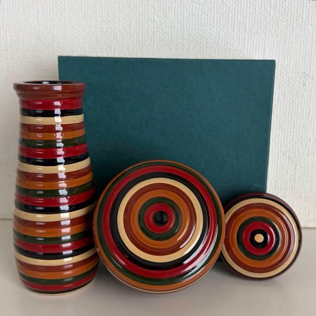 【未使用】木製　茶道具三点セット　独楽　箱付き