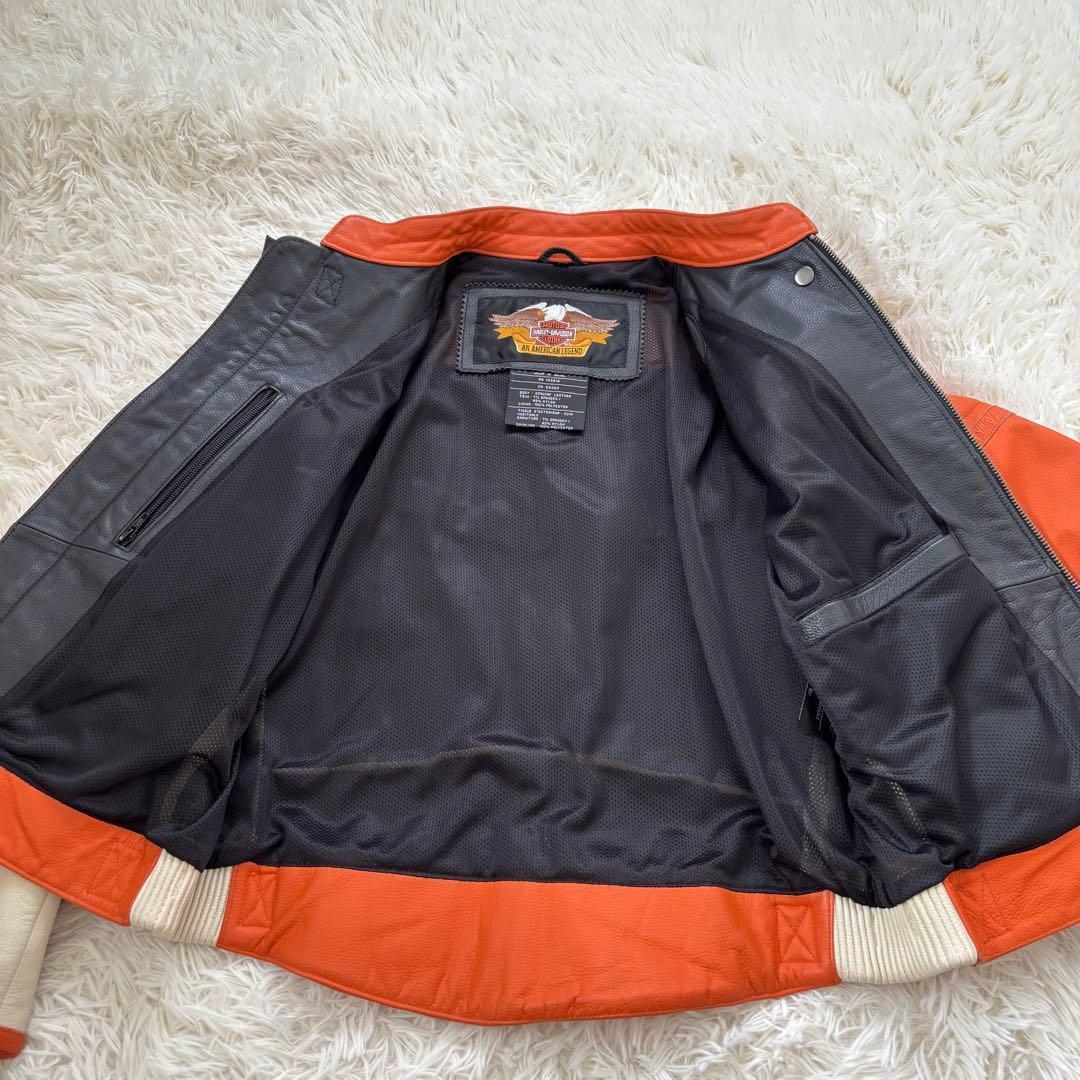 ハーレーダビッドソン シングル ライダースジャケット 革ジャン レディースL