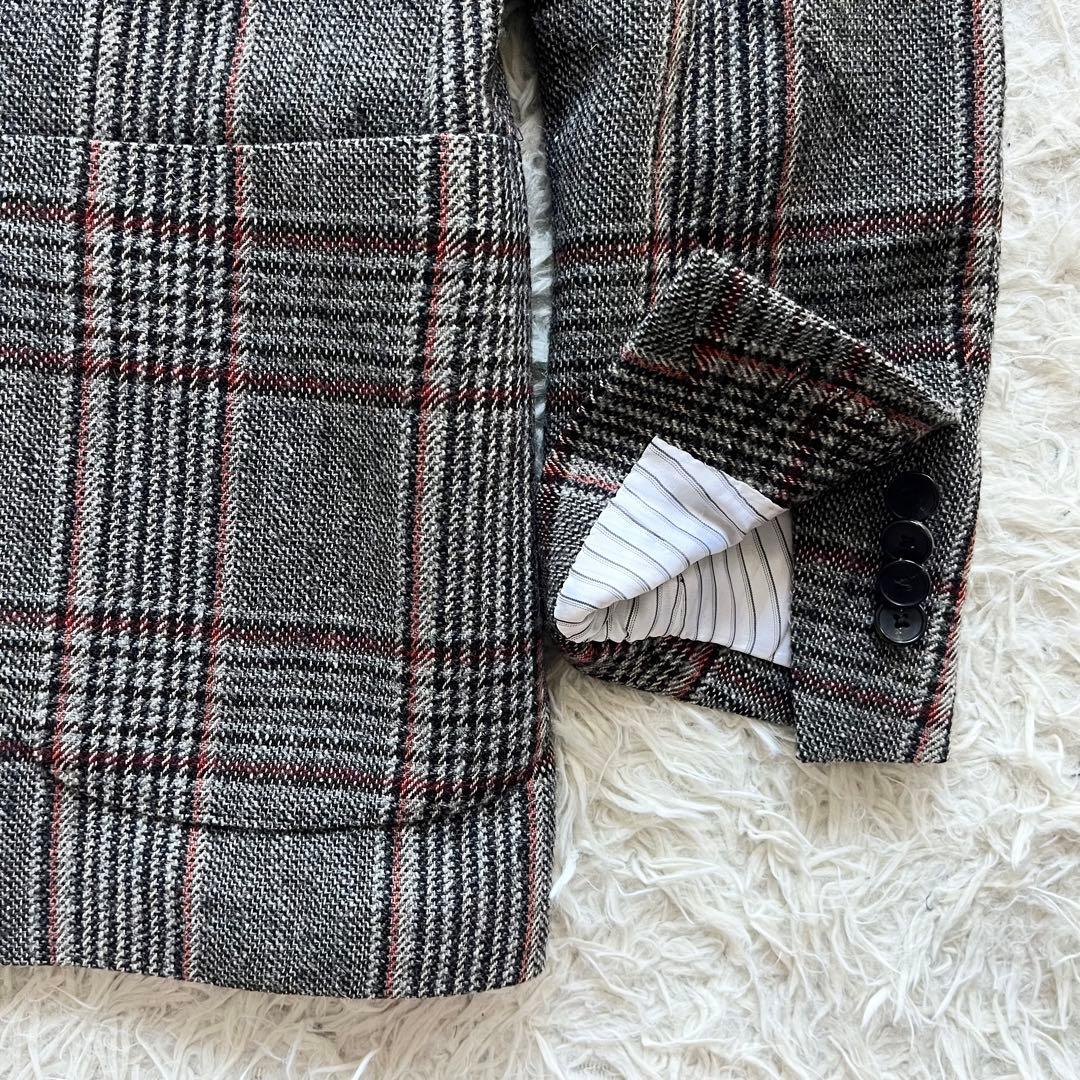 <美品>LARDINI グレー チェック ウール ジャケットサイズ42