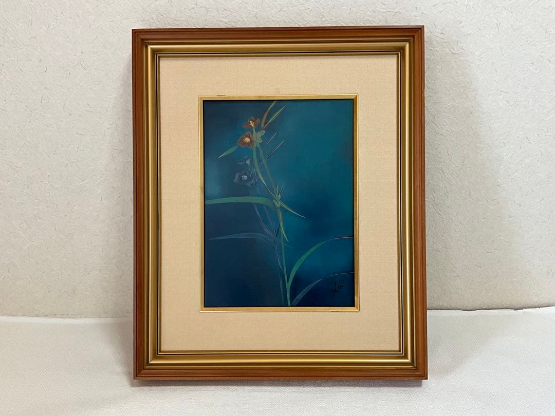 石川県の作家小田原延子　花の絵画 金色フレーム