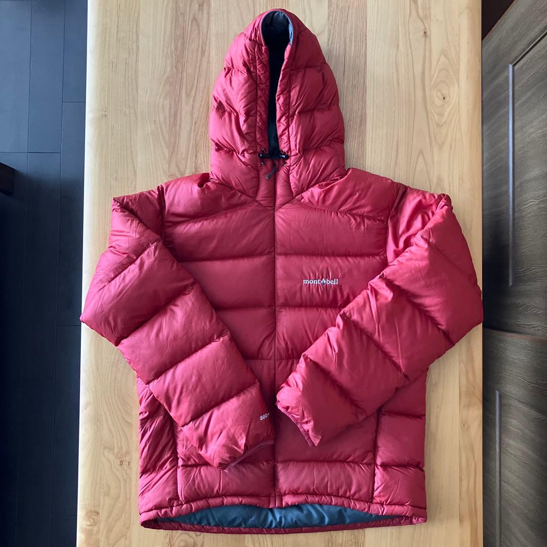 mont-bell フード付きダウンジャケット800FP レッド