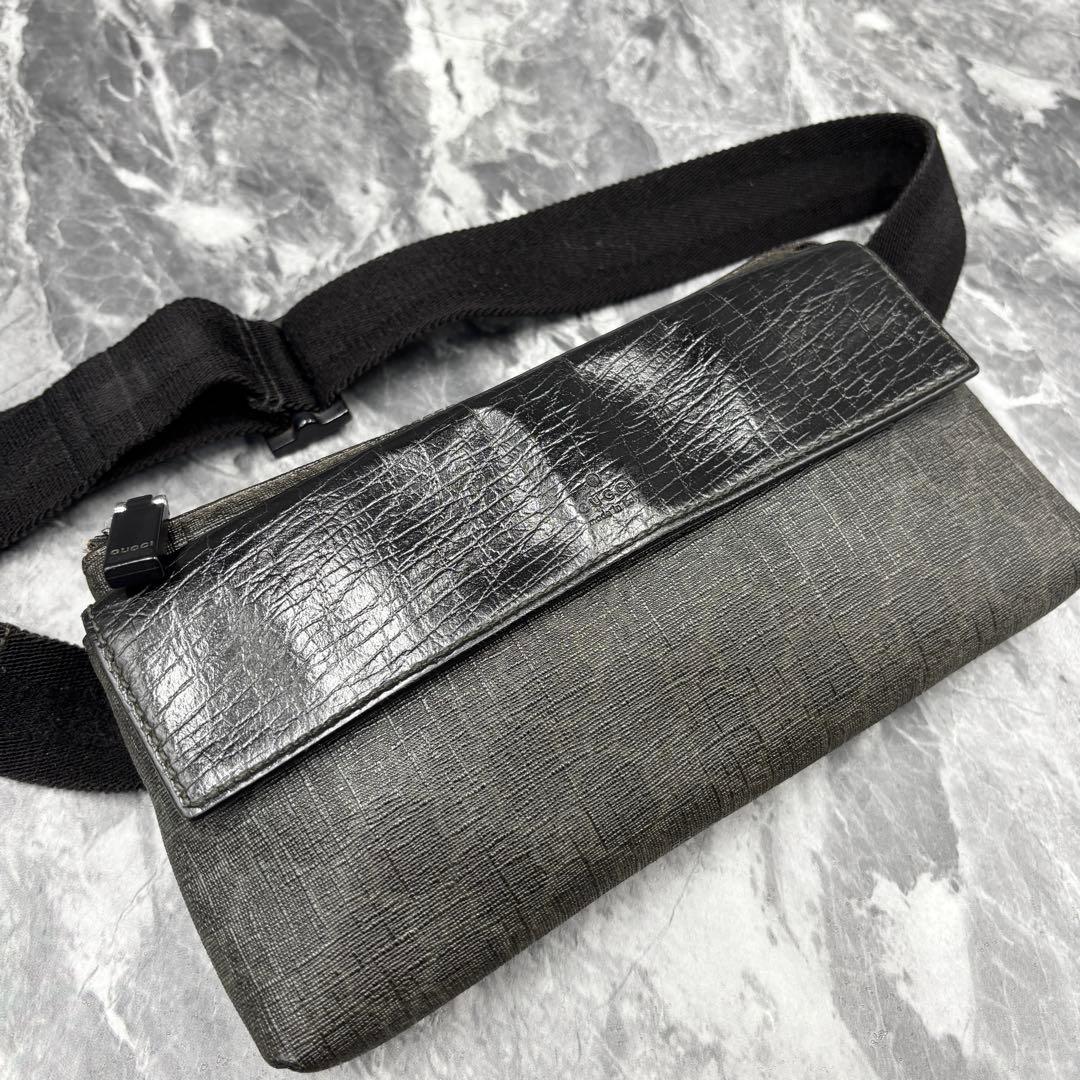 ✨美品✨GUCCI ウエストポーチ GG ボディバッグ レザー PVC 黒