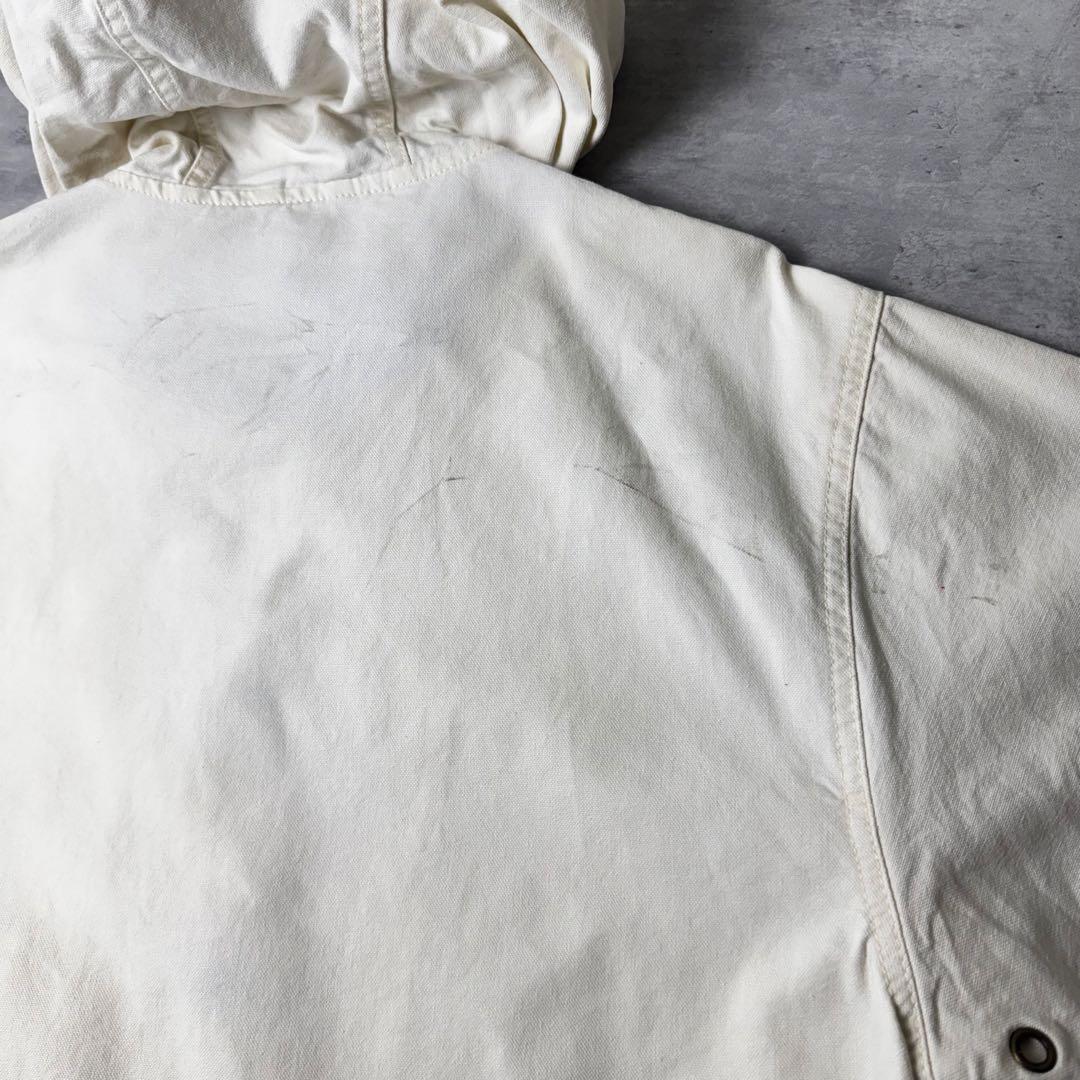 80s Eddie Bauer 黒タグ コットンアノラックパーカー 生成り 白