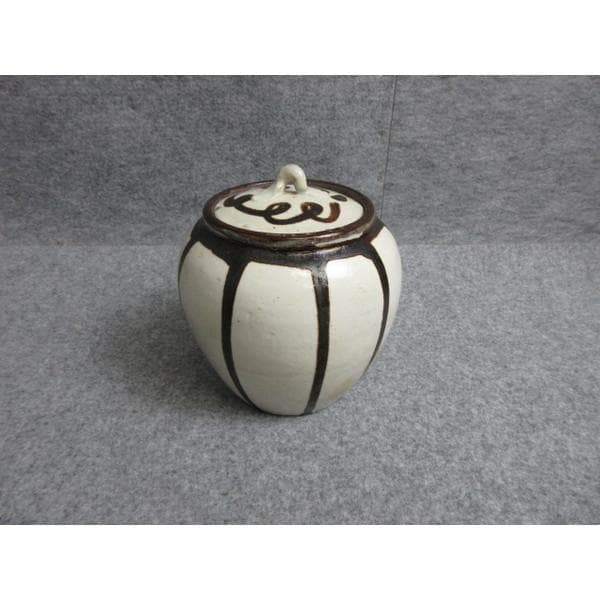 白丹波鉄釉流釉壺蓋付き [B28269]