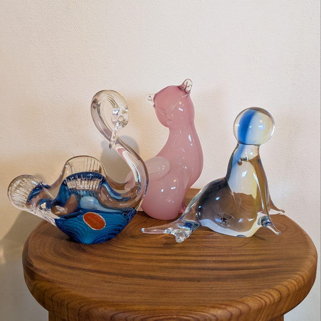 イタリア　ヴェネチア　ガラス工芸品　murano　3点セット