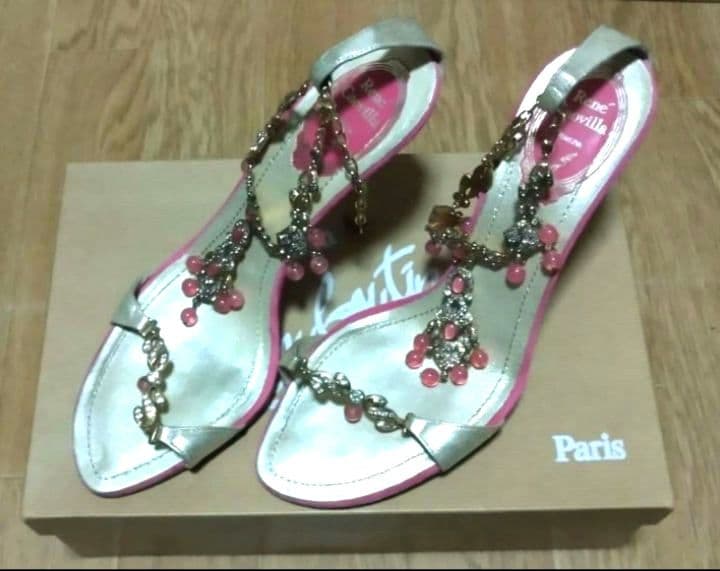 レネ カオヴィラ サンダル 38 ビジュー スワロ ピンク